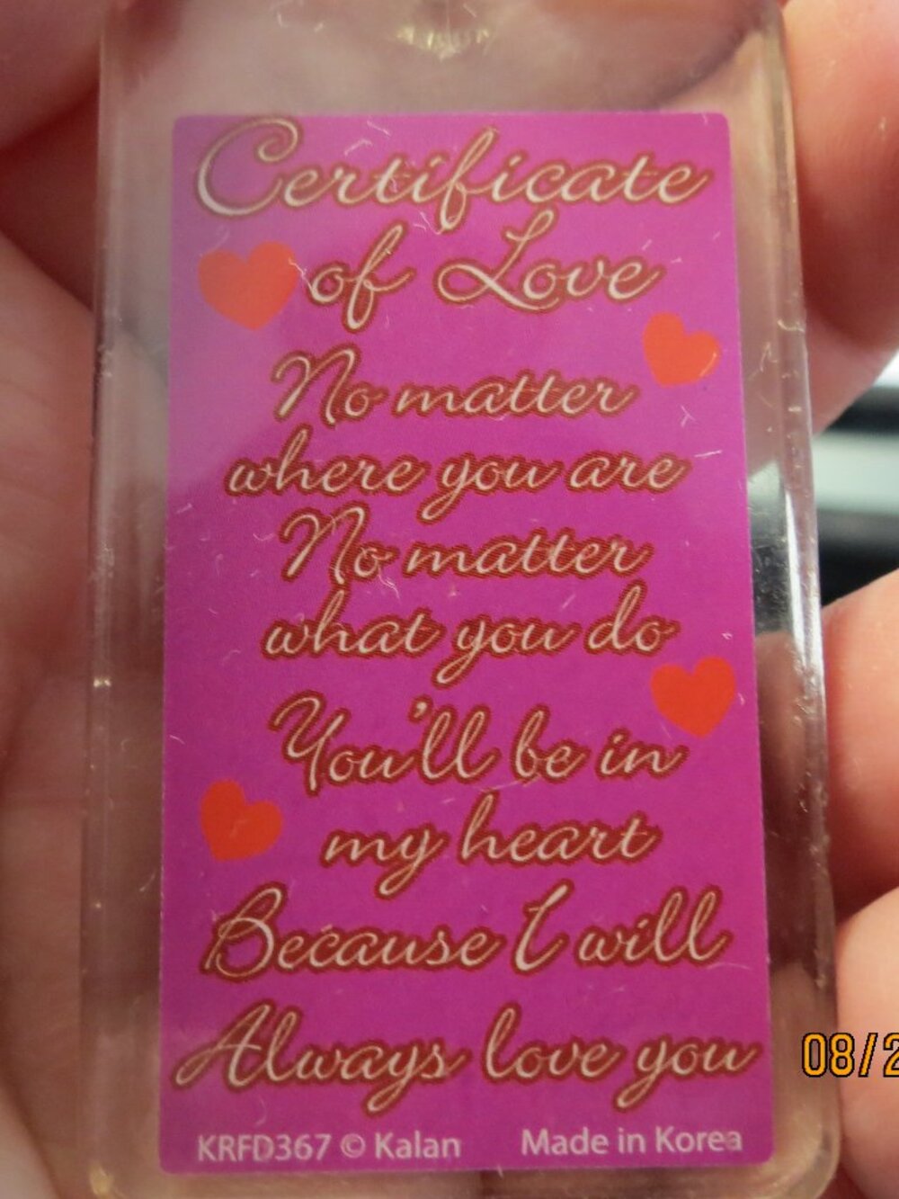 USED- Certificate of Love Keychain early 00's